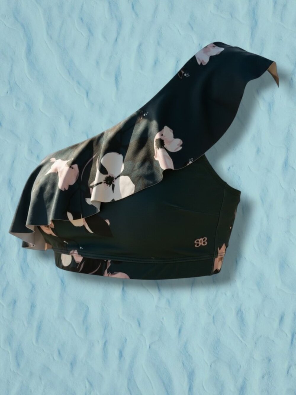 Albion Fit One-Shoulder Ruffle Floral Swim Top XS
